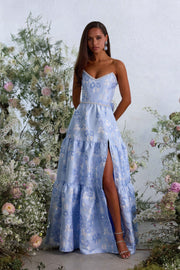 The Vivian Dress in Chambray Blue Baroque