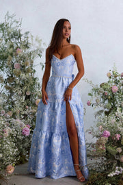 The Vivian Dress in Chambray Blue Baroque
