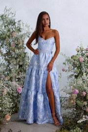 The Vivian Dress in Chambray Blue Baroque