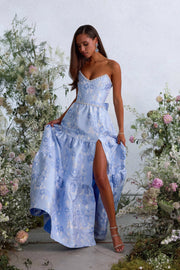 The Vivian Dress in Chambray Blue Baroque