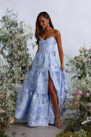 The Vivian Dress in Chambray Blue Baroque
