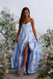 The Vivian Dress in Chambray Blue Baroque