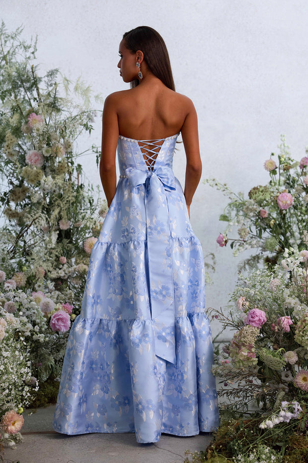 The Vivian Dress in Chambray Blue Baroque