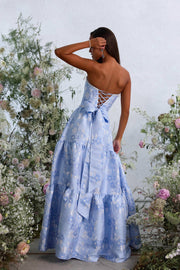 The Vivian Dress in Chambray Blue Baroque