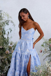 The Vivian Dress in Chambray Blue Baroque