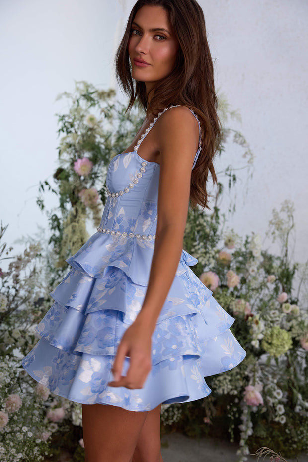 The Luciana Dress in Chambray Blue Baroque