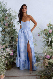 The Charlotte Dress in Chambray Blue Baroque