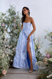 The Charlotte Dress in Chambray Blue Baroque