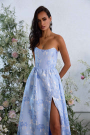 The Charlotte Dress in Chambray Blue Baroque