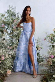 The Charlotte Dress in Chambray Blue Baroque