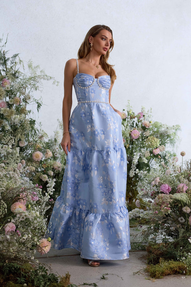The Lucetta Dress in Chambray Blue Baroque