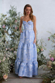 The Lucetta Dress in Chambray Blue Baroque