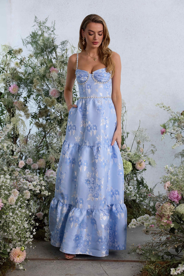 The Lucetta Dress in Chambray Blue Baroque