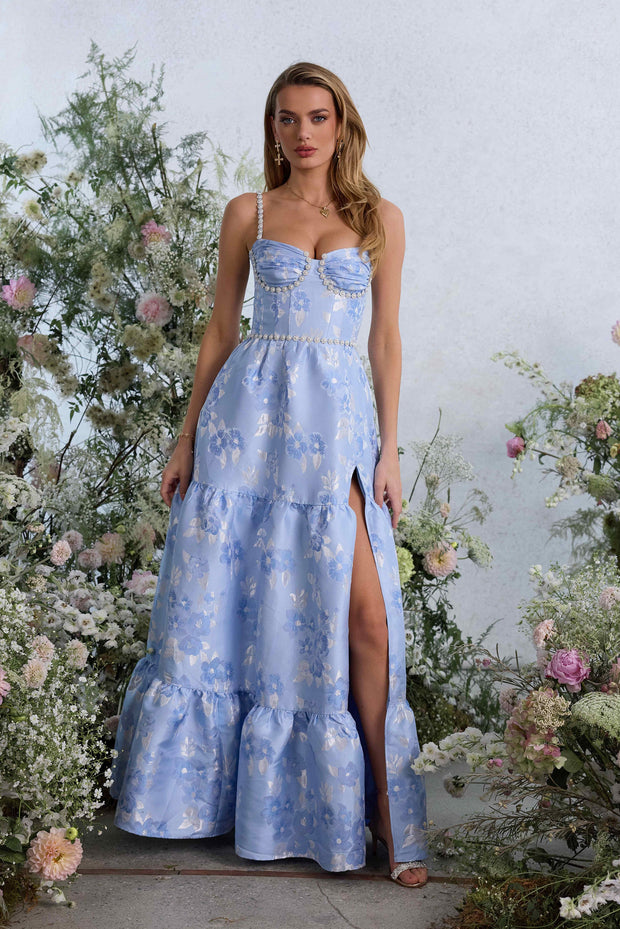 The Lucetta Dress in Chambray Blue Baroque