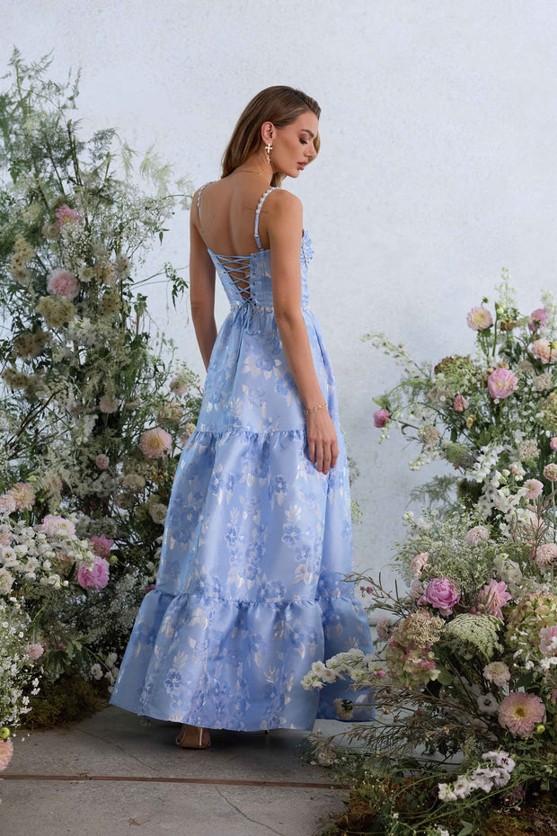 The Lucetta Dress in Chambray Blue Baroque