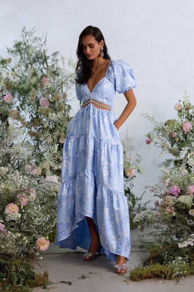 The Emma Dress in Chambray Blue Baroque