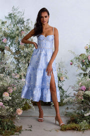 The Lorenza Dress in Chambray Blue Baroque