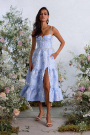 The Lorenza Dress in Chambray Blue Baroque