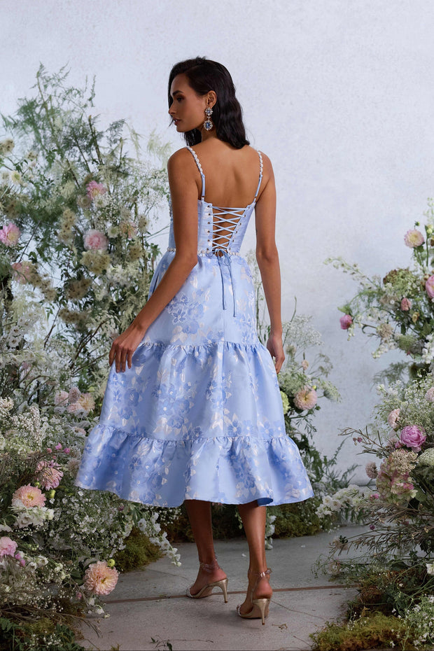The Lorenza Dress in Chambray Blue Baroque