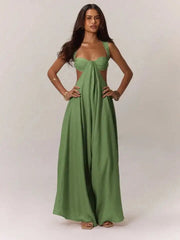 Sexy Casual Chiffon Chest-Wrapped Bare Back Solid Color Dress