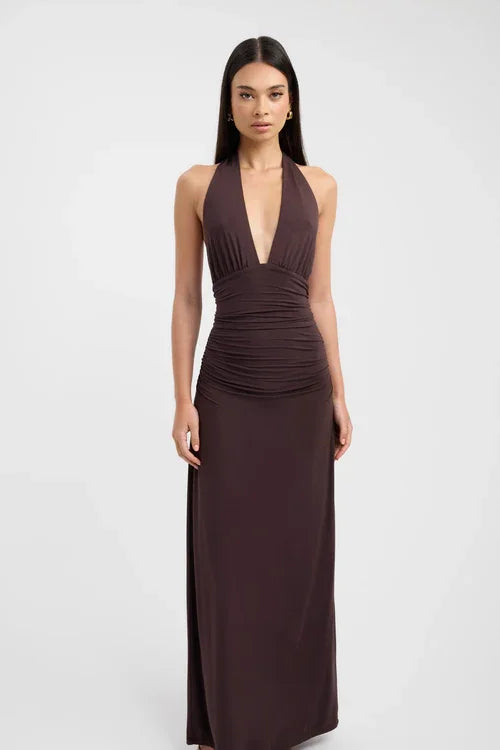 Sexy Halter Simple Solid Color Dress