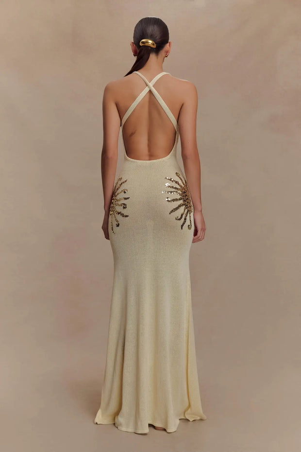 Sexy Sleeveless Halter Slim-Fit Sequined Dress