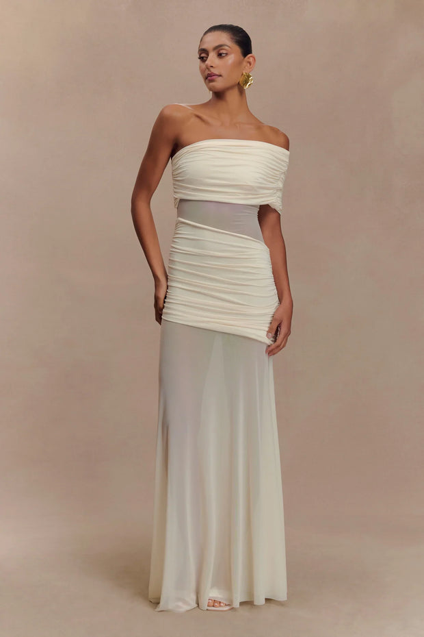 Sexy Sleeveless Cold-Shoulder See-through Solid Color Dress