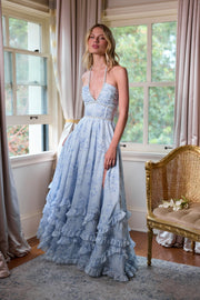 The Scarlette Dress in Blue Tapestry Rose