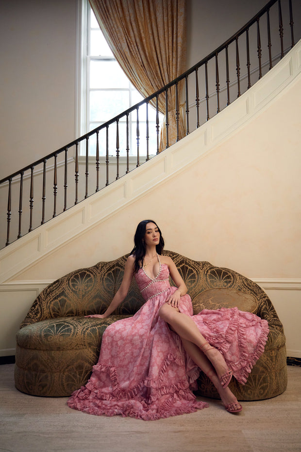 The Scarlette Dress in Pink Peony Print