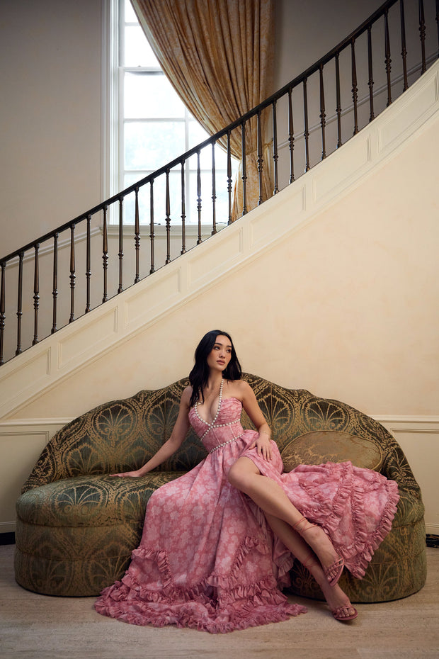 The Scarlette Dress in Pink Peony Print
