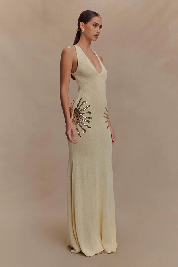 Sexy Sleeveless Halter Slim-Fit Sequined Dress