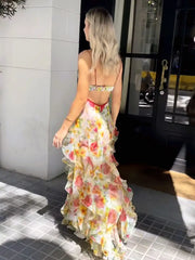 Sexy Hollow-out Camisole Flowers Stringy Selvedge Dress