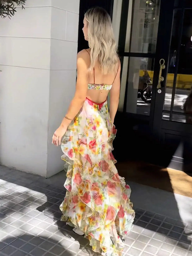 Sexy Hollow-out Camisole Flowers Stringy Selvedge Dress