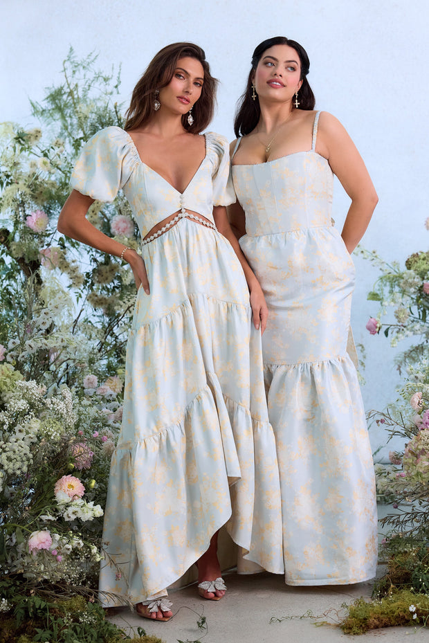The Emma Dress in Sky Windsor Brocade