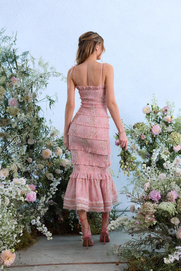 The Geranium Dress in Light Pink Tapestry Rose