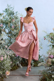 The Vera Dress in Light Pink Windsor Brocade
