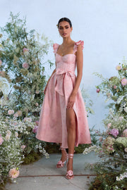 The Vera Dress in Light Pink Windsor Brocade