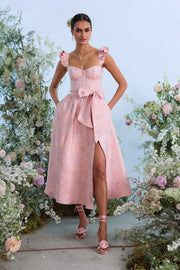 The Vera Dress in Light Pink Windsor Brocade