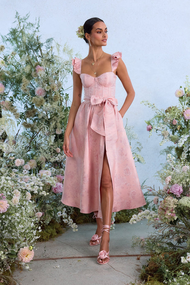 The Vera Dress in Light Pink Windsor Brocade