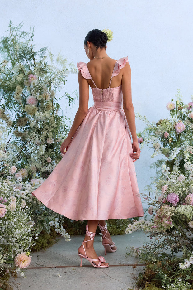 The Vera Dress in Light Pink Windsor Brocade