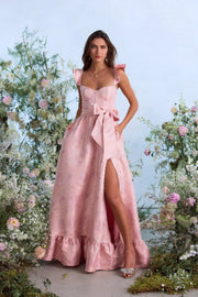 The Veronica Dress in Light Pink Windsor Brocade