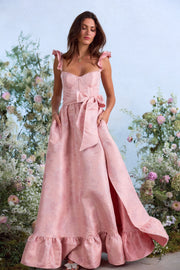 The Veronica Dress in Light Pink Windsor Brocade