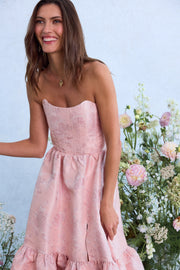 The Virginia Dress in Light Pink Windsor Brocade