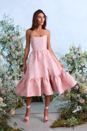 The Virginia Dress in Light Pink Windsor Brocade