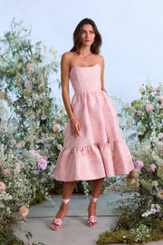 The Virginia Dress in Light Pink Windsor Brocade