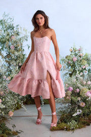 The Virginia Dress in Light Pink Windsor Brocade