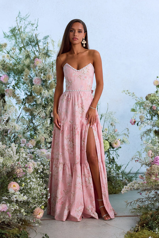 The Vivian Dress in Light Pink Tapestry Rose