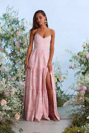The Vivian Dress in Light Pink Tapestry Rose