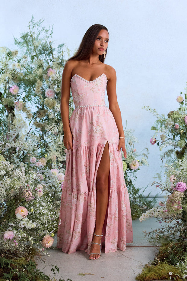 The Vivian Dress in Light Pink Tapestry Rose