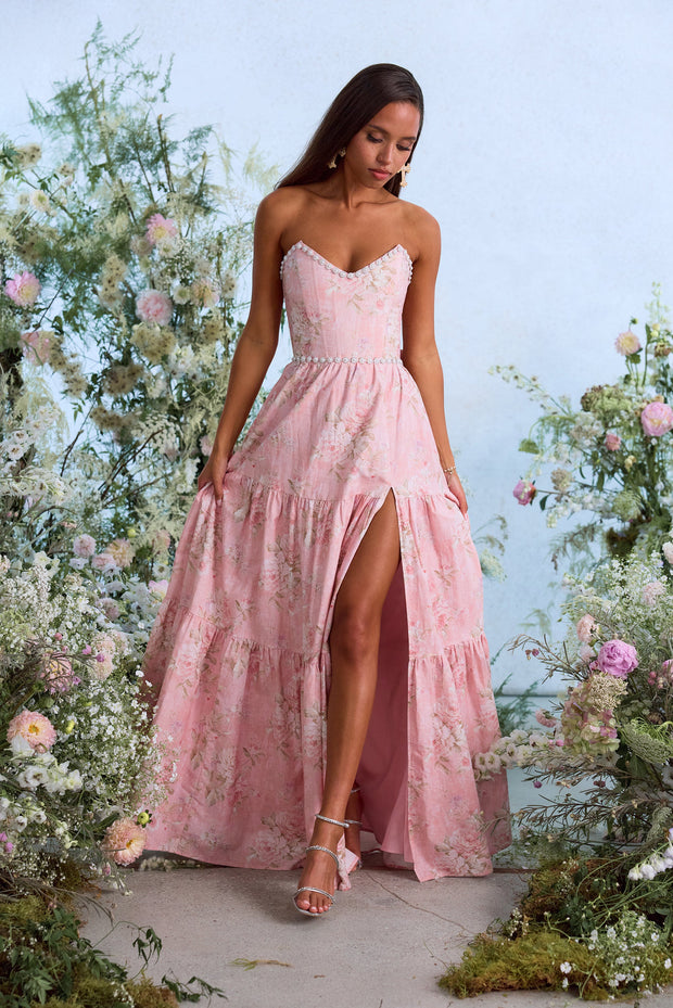 The Vivian Dress in Light Pink Tapestry Rose